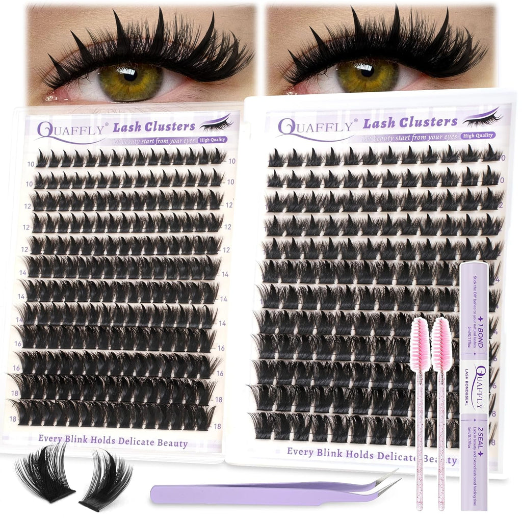 DIY Lash Extension Kit 100D+150D Volume Lash Clusters with Spikes Lash Extension Kit Bottom Lashes Wispy Cluster Eyelash