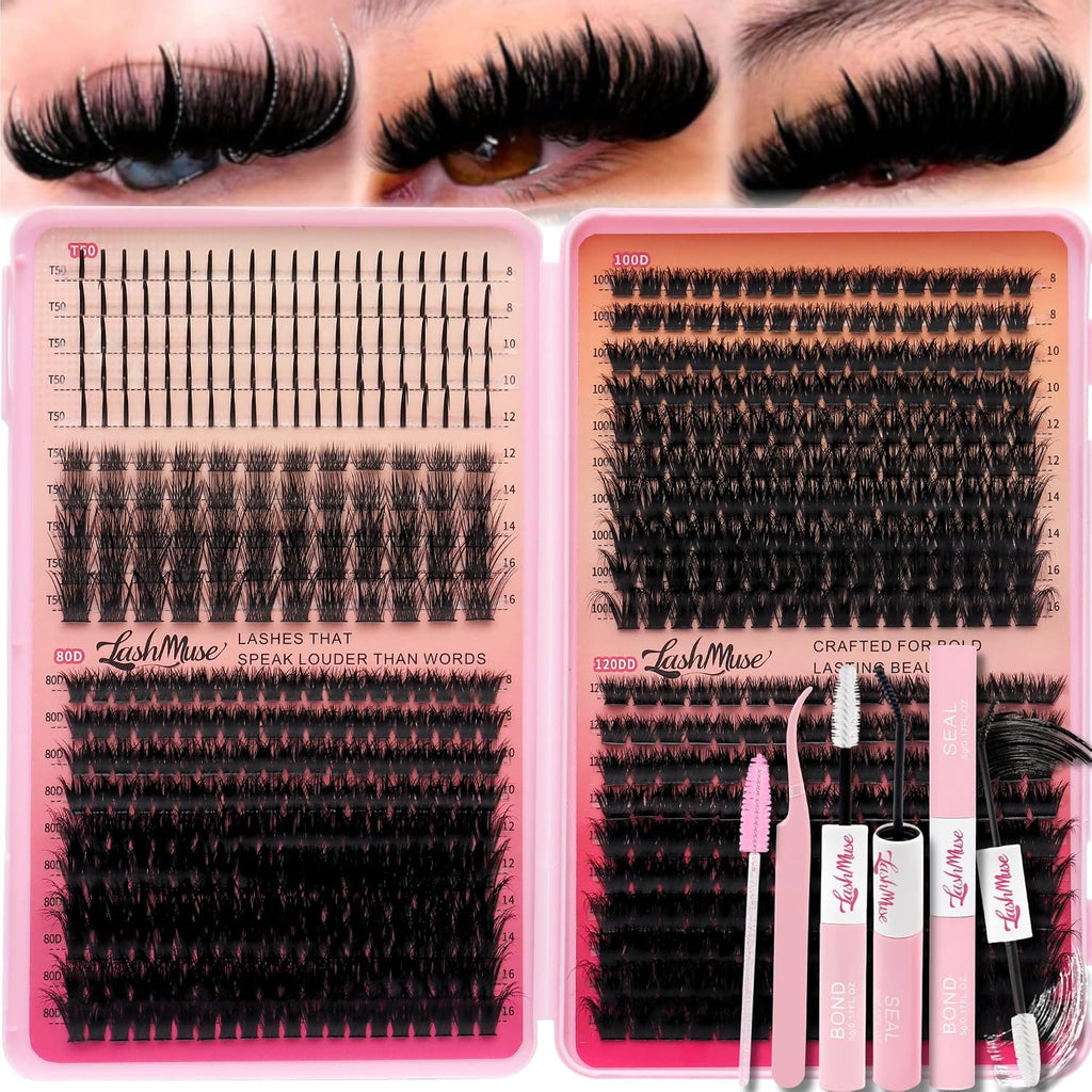 680PCS Fairy Lash Clusters Kit with Spikes Fluffy Volume T50 80D 100D 120D