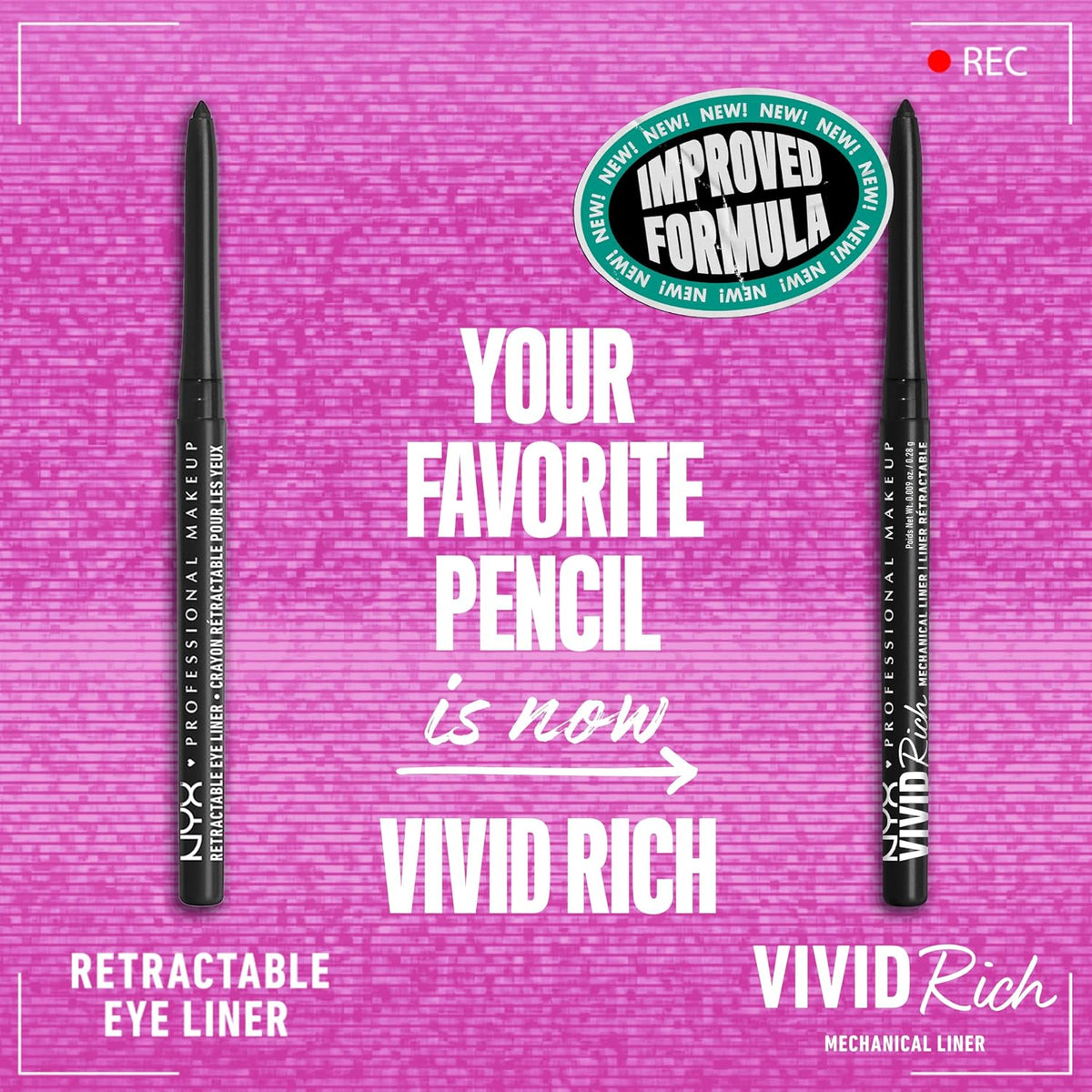 NYX PROFESSIONAL MAKEUP Mechanical Eye Pencil,Vivid Rich Mechanical, Creamy Retractable Eyeliner - Always Onyx, Black Ey