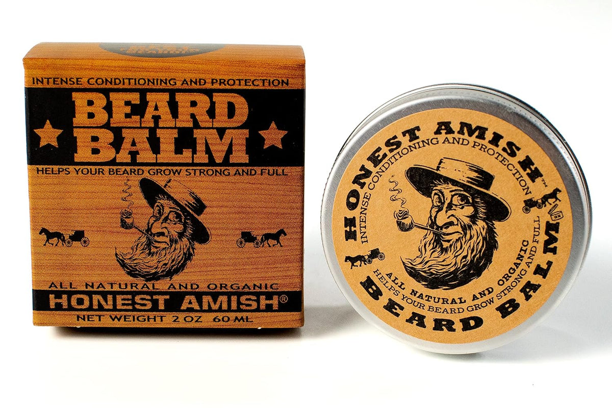 Honest Amish Beard Balm for Men - Natural Leave-In Beard Conditioner, 2 oz