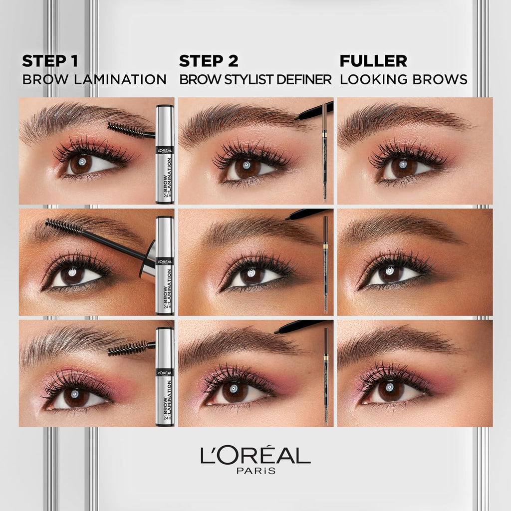 L'Oreal Paris Infallible Up To 24H Wear Brow Lamination, Water-Resistant Longwear Eyebrow Gel Make Up, Clear/Transparent