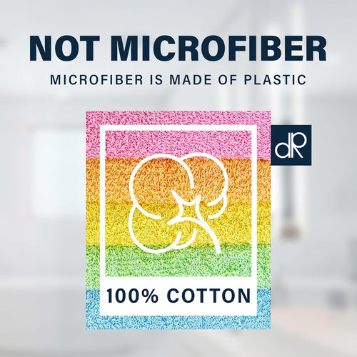 10 Pack 100% Cotton Wash Cloth, Luxurious Soft, 12 x 12 inch Ultra Absorbent, Machine Washable Washcloths, Assorted Colo