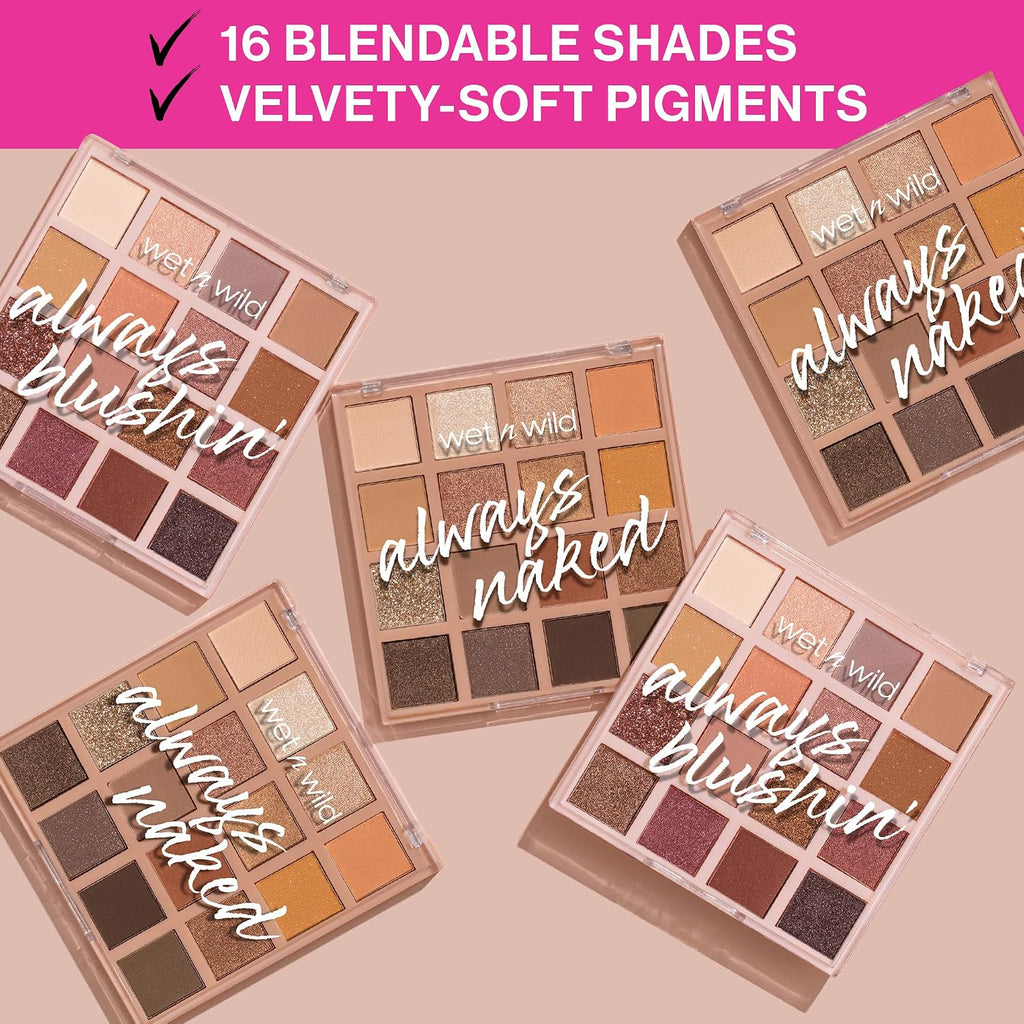 wet n wild Always Naked Palette, Nude Neutral Eye Makeup, Blendable, Warm And Cool Nude Pigments, Matte, Shimmer, Glitte