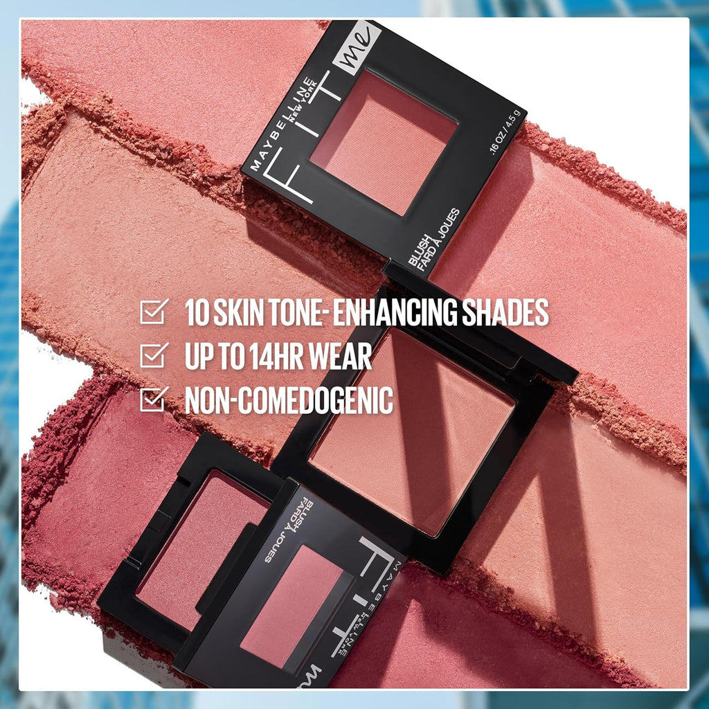 Maybelline Fit Me Powder Blush, Lightweight, Smooth, Blendable, Long-lasting All-Day Face Enhancing Makeup Color, Mauve,