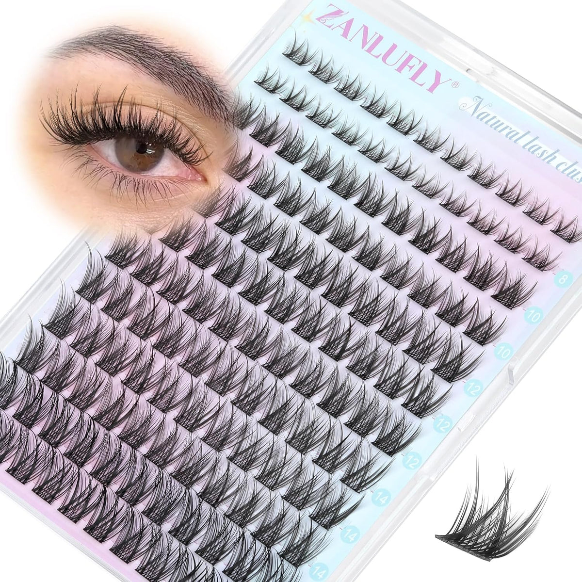 Lash Clusters Wispy Eyelash Clusters Natural CC-Curly Cluster Lashes zanlufly Wispy Individual Lashes 180Pcs Eyelash Ext