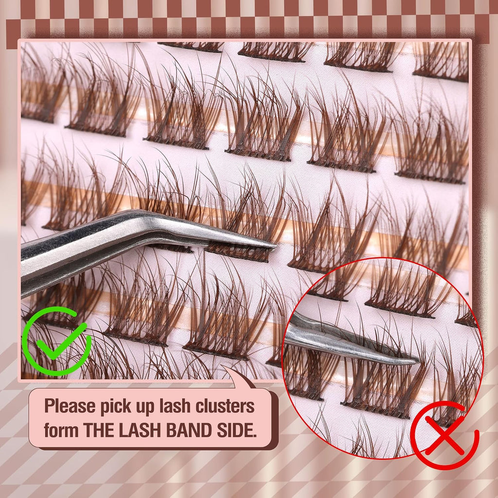 Mavphnee Brown Lash Clusters Natural Lash Extensions Wispy Eyelash Clusters 168 Pcs C Curl Lashes Clusters for Everyday 