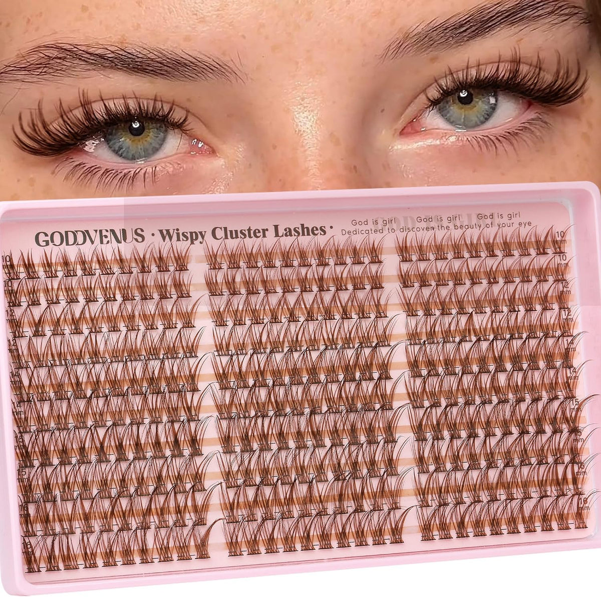 Goddvenus Lash Clusters Kit Wispy Eyelash Clusters Lashes Natural DIY Lash Extension Kit 10-16mm Cluster Eyelash Extensi