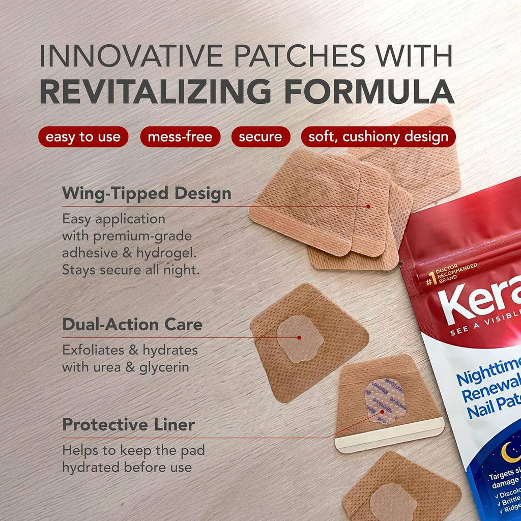 Kerasal Nighttime Renewal Fungal Nail Patches, Overnight Repair, 14 Count