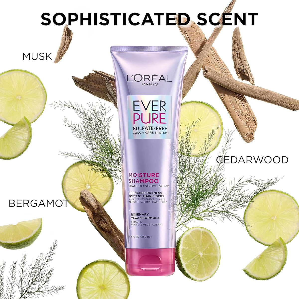 L'Oreal Paris EverPure Moisture Shampoo and Conditioner Set, Sulfate-Free Hair Care for Dry or Color-Treated Hair with R