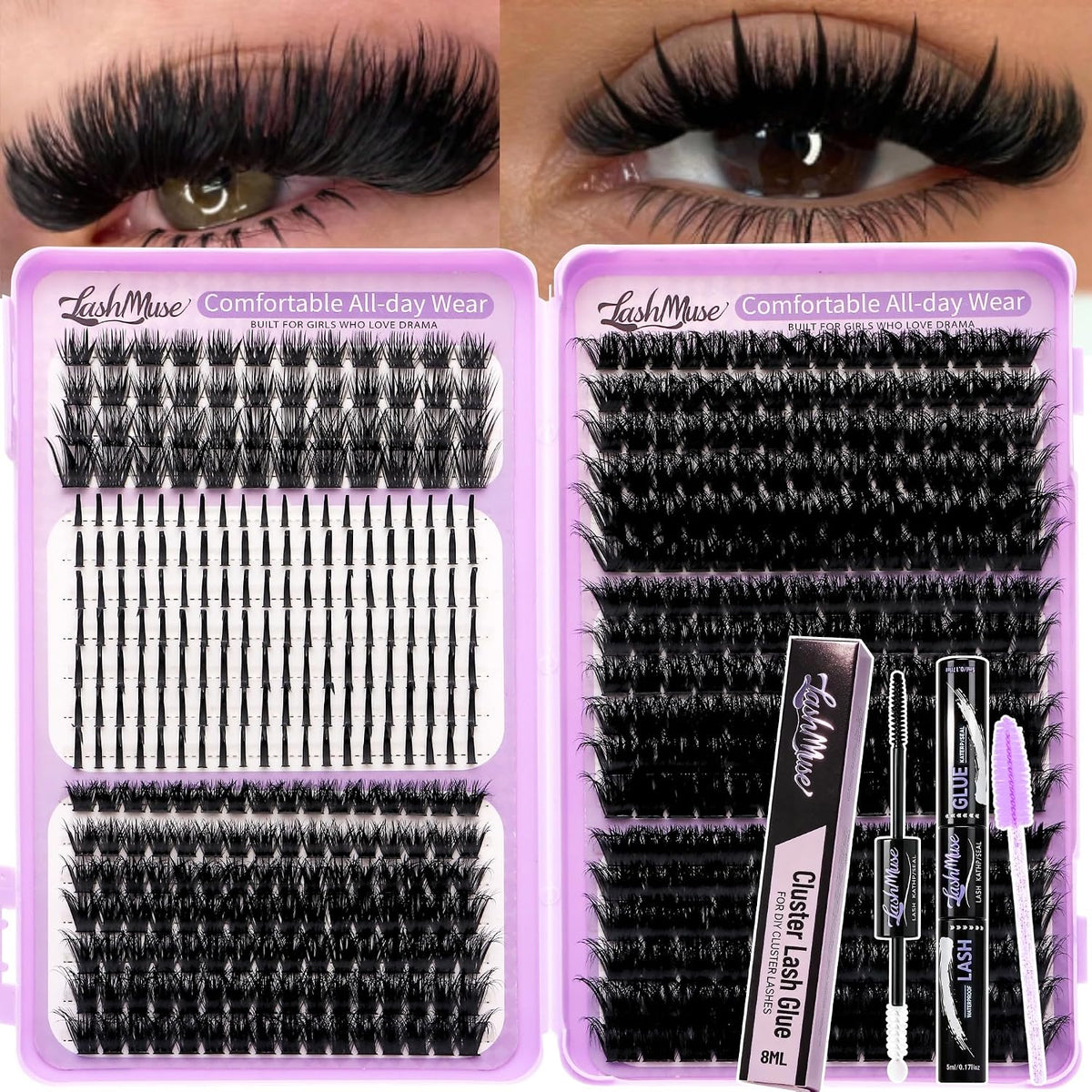 680PCS Fairy Lash Clusters Kit with Spikes Fluffy Volume T50 80D 100D 120D