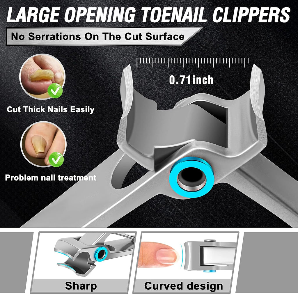 Toenail Clippers for Seniors Thick Toenails, Aucurwen Heavy Duty Toe Nail Clippers Adult Thick Nails Long Handle, Large 