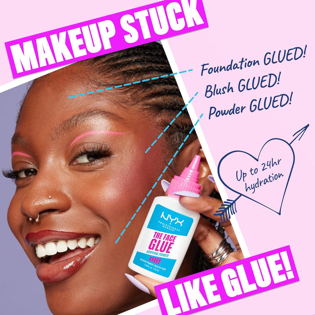 NYX PROFESSIONAL MAKEUP The Face Glue Gripping Primer, Hydrating Makeup Primer with Up To 24HR Wear, Vegan & Cruelty Fre