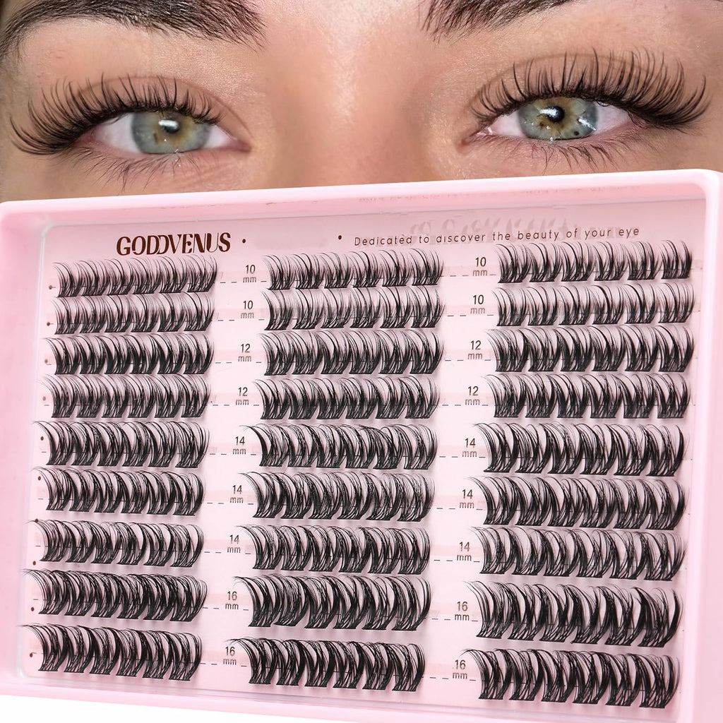 Goddvenus Lash Clusters Natural Wispy Cluster Eyelash Extensions, DIY Lash Extension at Home for Natural Look, D Curly I