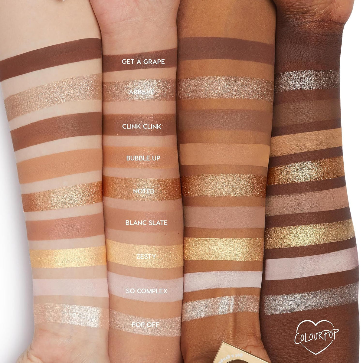ColourPop Feelin' Bubbly Eyeshadow Palette - Brown & Gold Palette with Metallic and Matte Finishes - High-Pigment Eye Ma