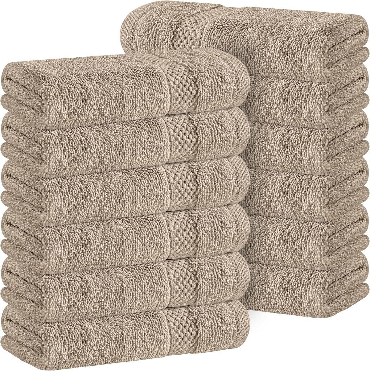 White Classic Luxury Cotton Washcloths 13x13 Inch - 650 GSM Turkish Cotton | Hotel, Spa, Bathroom Face Towel | 12 Pack